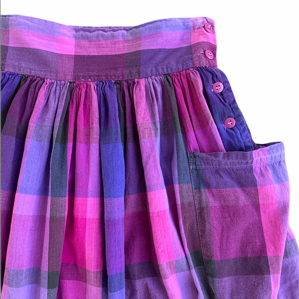 Vintage Purple and Pink Plaid Skirt with Large Pockets - Picture 3 of 7